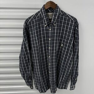 Cinch Mens Plaid Button Down Shirt Western Long Sleeve Blue White L